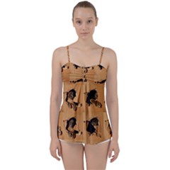 Carton, Brown Babydoll Tankini Top from ArtsNow.com