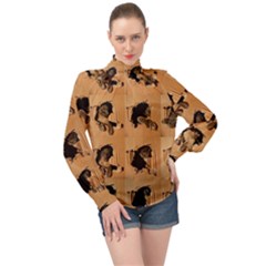 High Neck Long Sleeve Chiffon Top 