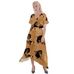 Cross Front Sharkbite Hem Maxi Dress 