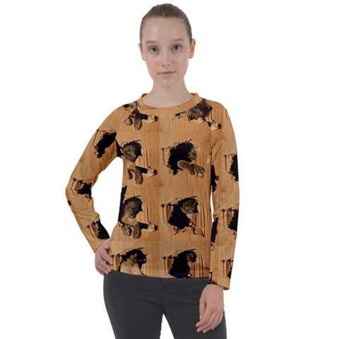 Carton, Brown Women s Long Sleeve Raglan T