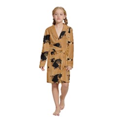 Carton, Brown Kids  Long Sleeve Velvet Lounge Robe from ArtsNow.com