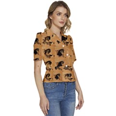 Puffed Short Sleeve Button Up Jacket 