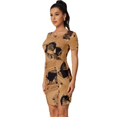 Fitted Knot Split End Bodycon Dress 