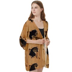 Open Front 3/4 Sleeve Batwing Chiffon Cardigan Kimono 