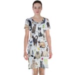 Cats, All, Collage, Cat Short Sleeve Nightdress