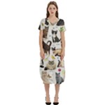 Cats, All, Collage, Cat T-Shirt Midi Dress With Pockets