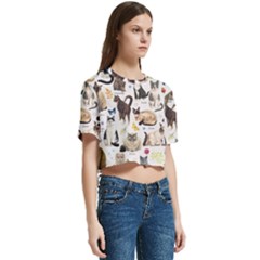 Women s Round Neck Short Sleeve Crop Top 