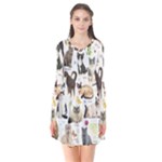 Cats, All, Collage, Cat Long Sleeve V-neck Flare Dress