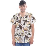 Cats, All, Collage, Cat Men s V-Neck Scrub Top