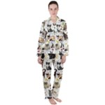 Cats, All, Collage, Cat Women s Long Sleeve Satin Pajamas Set	