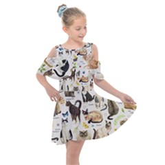 Kids  Shoulder Cutout Chiffon Dress 