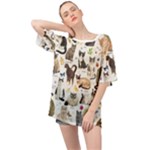 Cats, All, Collage, Cat Oversized Chiffon Top