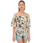 Cats, All, Collage, Cat Off Shoulder Short Sleeve Top