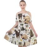 Cats, All, Collage, Cat Cut Out Shoulders Dress