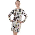 Cats, All, Collage, Cat Long Sleeve Hoodie Dress