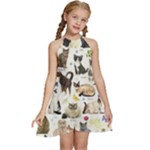 Cats, All, Collage, Cat Kids  Halter Collar Waist Tie Chiffon Dress