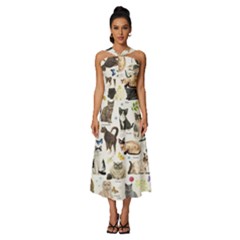 Sleeveless Cross Front Cocktail Midi Chiffon Dress 