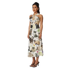 Sleeveless Cross Front Cocktail Midi Chiffon Dress 