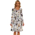 Cats, All, Collage, Cat Long Sleeve Dress With Pocket