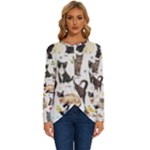 Cats, All, Collage, Cat Long Sleeve Crew Neck Pullover Top