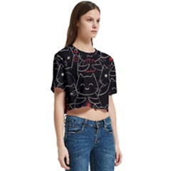 Women s Round Neck Short Sleeve Crop Top 