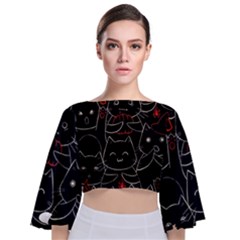 Tie Back Butterfly Sleeve Chiffon Top 