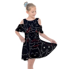 Kids  Shoulder Cutout Chiffon Dress 