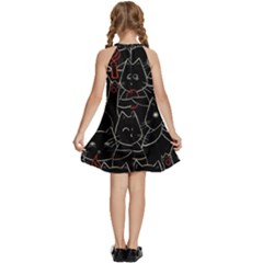 Kids  Halter Collar Waist Tie Chiffon Dress 