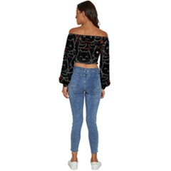 Long Sleeve Crinkled Weave Crop Top 