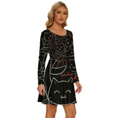 Long Sleeve Wide Neck Velvet Dress 