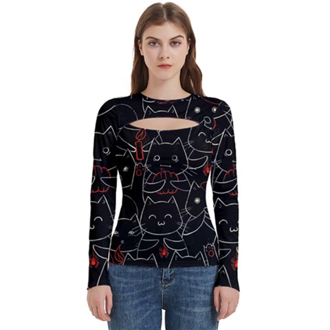 Catty Women s Cut Out Long Sleeve T