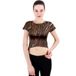 Chocolate Texture, Dark Chocolate Background Crew Neck Crop Top