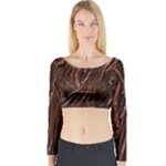 Chocolate Texture, Dark Chocolate Background Long Sleeve Crop Top