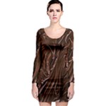 Chocolate Texture, Dark Chocolate Background Long Sleeve Bodycon Dress