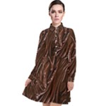 Chocolate Texture, Dark Chocolate Background Long Sleeve Chiffon Shirt Dress