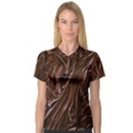 Chocolate Texture, Dark Chocolate Background V-Neck Sport Mesh T-Shirt