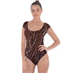 Chocolate Texture, Dark Chocolate Background Short Sleeve Leotard 