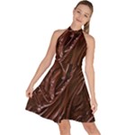 Chocolate Texture, Dark Chocolate Background Sleeveless Halter Neck A-Line Dress