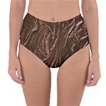 Chocolate Texture, Dark Chocolate Background Reversible High-Waist Bikini Bottoms