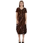 Chocolate Texture, Dark Chocolate Background T-Shirt Midi Dress With Pockets