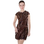 Chocolate Texture, Dark Chocolate Background Drawstring Hooded Dress