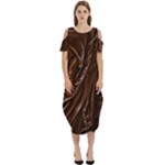 Chocolate Texture, Dark Chocolate Background Cold Shoulder Loose Fit Dress With Pockets