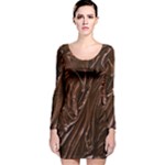 Chocolate Texture, Dark Chocolate Background Long Sleeve Velvet Bodycon Dress