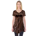 Chocolate Texture, Dark Chocolate Background Short Sleeve Tunic 