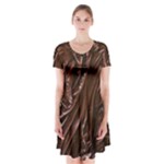 Chocolate Texture, Dark Chocolate Background Short Sleeve V-neck Flare Dress