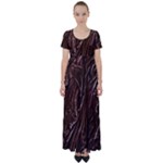 Chocolate Texture, Dark Chocolate Background High Waist Short Sleeve Maxi Dress