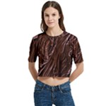 Chocolate Texture, Dark Chocolate Background Women s Round Neck Short Sleeve Crop Top