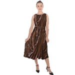 Chocolate Texture, Dark Chocolate Background Midi Tie-Back Chiffon Dress