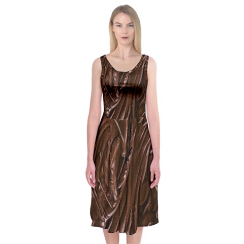 Chocolate Texture, Dark Chocolate Background Midi Sleeveless Dress from ArtsNow.com