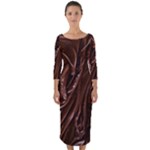 Chocolate Texture, Dark Chocolate Background Quarter Sleeve Midi Bodycon Dress